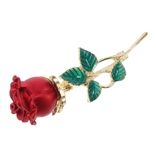 VANZACK Rote Rosenbrosche für Damen Anstecknadel Metall Vielseitige Blumenanstecknadel für Hochzeiten und Partys Modischer Schmuck für Frauen Dekorative Brosche von VANZACK