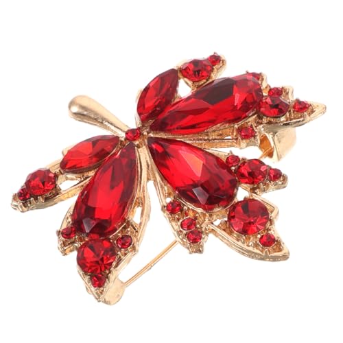 VANZACK Rote Ahornblatt-brosche aus Legierung für Damen Eleganter Herbst-anstecker Modisches Accessoire für Büro Partys und Formelle Anlässe Stilvoller Schutz vor Verrutschen der Kleidung von VANZACK