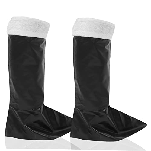 VANZACK Santa Stiefel Überzieher Schwarz Weihnachtsmann Stiefel Cover Hohlsohle Leicht Anzuziehen Passend Für Santa Kostüm Weihnachtsdeko Party Zubehör von VANZACK