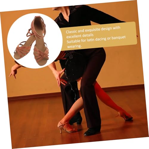 VANZACK Satin High Heels Damen Latein Tanzschuhe Open-Toed Knöchelriemen Schlanke Absatzhöhe für Tanzabend Bankett von VANZACK