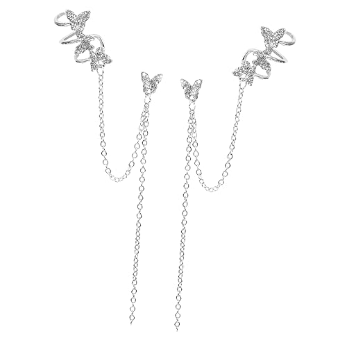 VANZACK Schmetterling Ohrringe Damen Ohrhänger mit Anhängern Funkelnde Strasssteine Stil Ohrklemme Zarte Ohrclips für Braut und Alltag Links Rechts von VANZACK