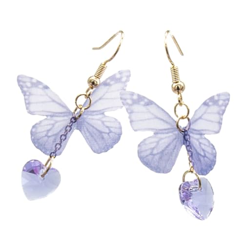 VANZACK Schmetterling Ohrringe Damen Violett Stoff Ohrhänger Leicht Modisch Langlebig für Alltag und Party von VANZACK
