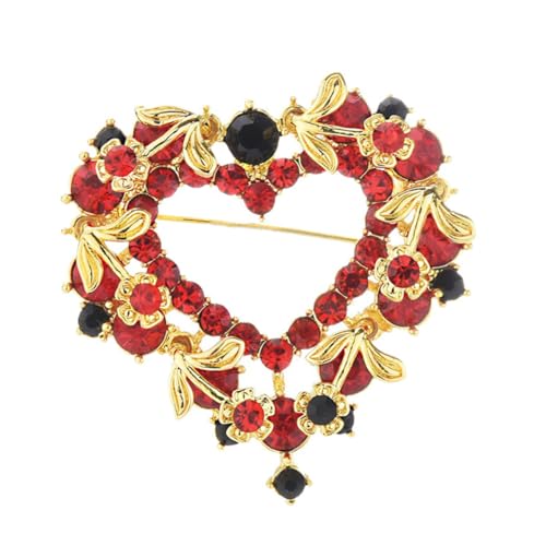 VANZACK Schöne Herz brosche mit Funkelnden Strasssteinen Dekorative Anstecknadel für Damenkleidung Stola Taschen Leichtes Langlebiges Legierungsmaterial als Modisches Accessoire und von VANZACK