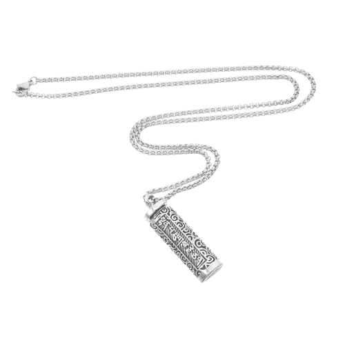 VANZACK Sechswort Hollow Pendant Halskette für Männer und Frauen Metall Flasche Schmuck mit Geheimfach für Erinnerungen und Düfte Robustes Design für von VANZACK