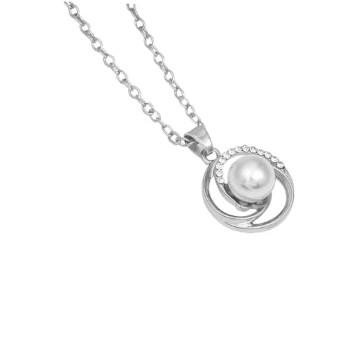 VANZACK Silberne Damen Halskette mit Perlenblumen Kurze Schlichte Metallkette Eleganter Schmuck für Frauen Zierliche Blütenanhänger Leicht und Langlebig für Alltag und von VANZACK