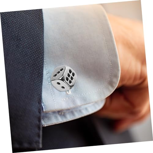 VANZACK Silberne Würfel Manschettenknöpfe für Herren Business Anzug Kreative Tuxedo Shirt Studs Robuste Langlebige Hemdknöpfe Elegantes Design für Besondere Anlässe und Alltag von VANZACK