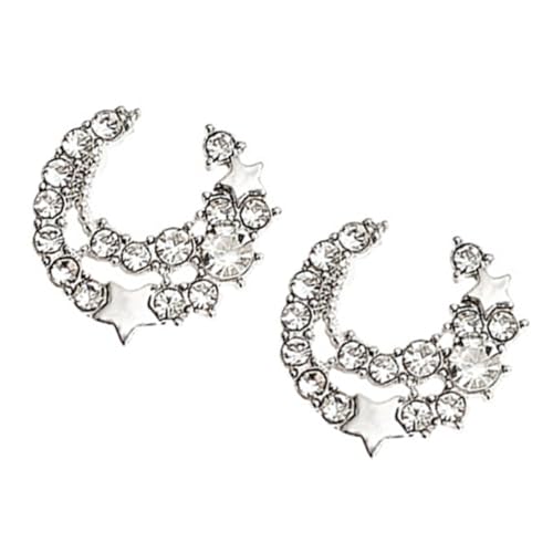 VANZACK Silberohrringe Damen Stern und Mond Ohrstecker Funkelnde Schmuckstücke Alloy Glänzend und Langlebig für Alltag Geburtstag Weihnachten und Valentinstag von VANZACK
