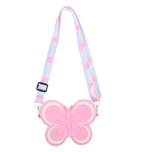 VANZACK Silikon Schmetterling Geldbörse Weichlich Umhängetasche für Mädchen Tragbar Vielseitig Niedliche Brieftasche Kinderhandtasche Rosa von VANZACK