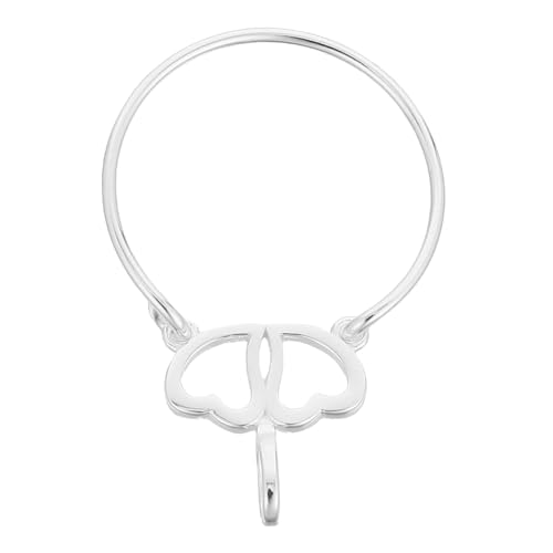 VANZACK Sterling Silber Charm Holder Doppeltes Herz Anhänger Minimalistischer Kreis Schmuck Flexibel als Ring oder Halskette Tragbar Langlebig Anlaufresistent Eleganter Charms Anhänger für von VANZACK