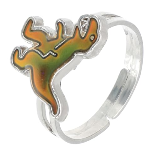 VANZACK Stimmungsring Dinosaurier Design Einstellbar Farbwechsel Ring für Mädchen Schmuck Party Geschenk von VANZACK