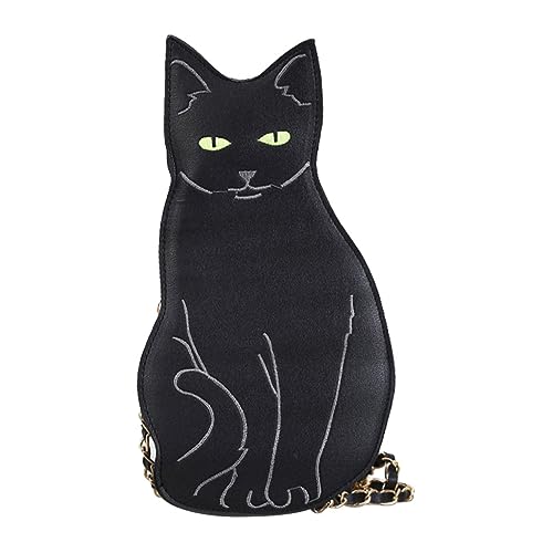VANZACK Stylische Ketten Umhängetasche für Damen mit Schwarzer Katzenoptik PU Material Modisch und Robust Geräumig für Alltag für Arbeit Shopping und Freizeitgebrauch von VANZACK