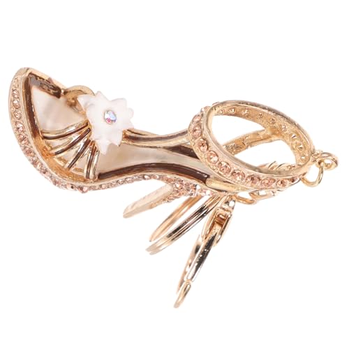 VANZACK Stylischer High Heel Schlüsselanhänger mit Strass und Blumen Kreatives Design für Handtaschen Geldbörsen Rucksäcke und Autodekoration Langlebig Metall und Glitzerstein von VANZACK
