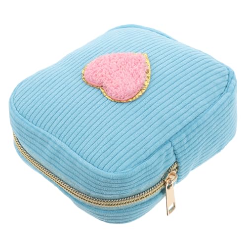 VANZACK Süßer Cartoon Mini Kosmetiktasche mit Herz Patch Kleine Make Up Tasche für Reise Toilettenartikel Trendiger Organizer für Frauen und Mädchen Praktische Reißverschlusstasche von VANZACK