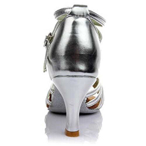 VANZACK Tanzschuhe Mit Hohen Heelen Schnürfürchler Schuhe Für Frauen Turner Tanzschuhe Ballettschuhe Für Mädchen High Heels Aus Satin Schuhen Mit Hohen Absätzen Silber von VANZACK