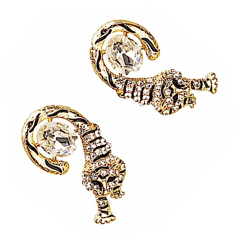 VANZACK Tiger Ohrstecker mit Funkelnden Strasssteinen Modische Damen Ohrringe aus Langlebiger Einzigartiges Design für Party Alltag und Festliche Anlässe von VANZACK