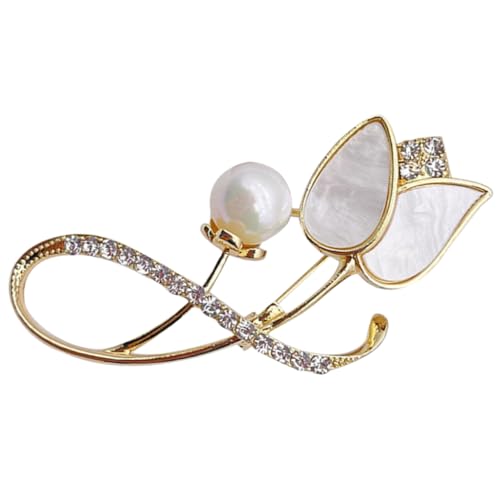 VANZACK Tulpenbrosche mit Perlenbesatz Anstecknadel für Damen Vielseitiger Schmuck für Hochzeit Party Abschlussball und Festliche Anlässe von VANZACK
