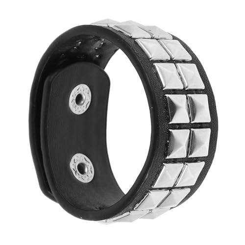 VANZACK Punk Kunstlederarmband Für Männer Und Frauen Verstellbar Schwarze Manschette Mit Nieten Gothic Stil Halloween Party Zubehör Unisex Armband Aus Pu Material von VANZACK