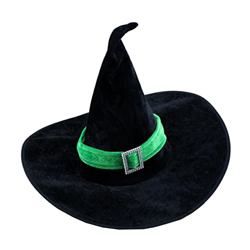 VANZACK Velour Hexenhut Sorceress Hat für Halloween Kostümparty Schwarzer und Grüner Zaubererhut Festliches Accessoire für Karneval und Verkleidung Zufällige Farbe von VANZACK