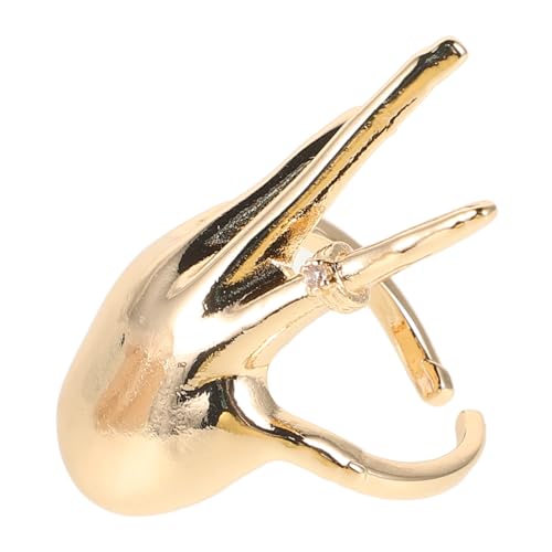 VANZACK Verstellbarer Damenring Kupfer mit Zirkonia Handförmiges Design Offener Zeigefingerring Vintage Schmuck Stapelbar Dicker Bandring Romantischer Hochzeitsschmuck von VANZACK