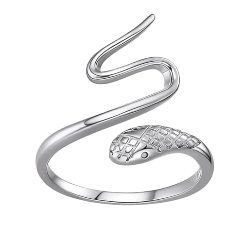 VANZACK Verstellbarer Damenring Silber Schlange Design Feiner Schmuck Party Kreativer Fingeraccessoire von VANZACK