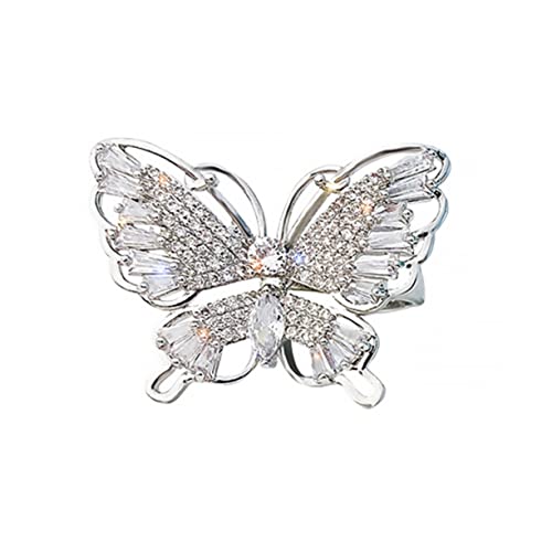 VANZACK Verstellbarer Offener Schmetterlingsring Damen Zirkonia Schmuck Modisch Femininer Fingerring Elegant von VANZACK