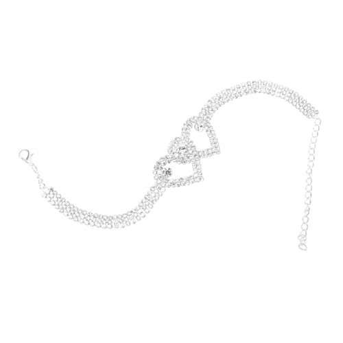 VANZACK Verstellbares Herz Fußkettchen mit Funkelnden Strasssteinen Doppelte Herzanhänger Strandkette Vielseitiges Schmuckstück für Frauen und Sommermode von VANZACK