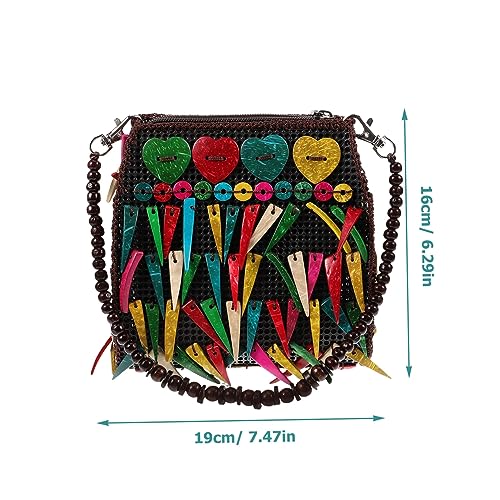 VANZACK Vintage Boho Fransen Schultertasche Damen Quastentasche mit Reißverschluss Crossbody Umhängetasche für Alltag Strand Shopping Freizeit von VANZACK
