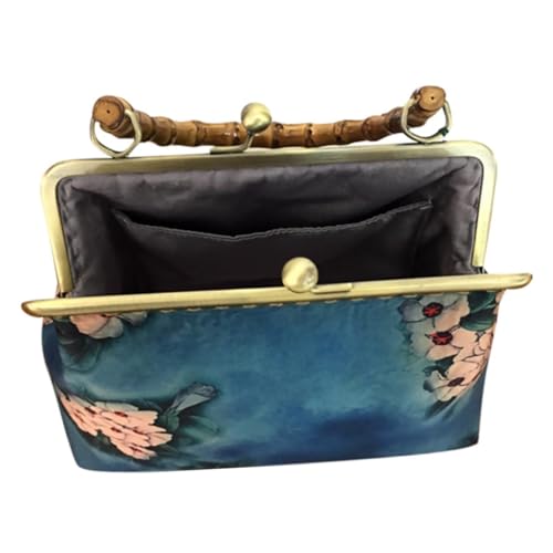 VANZACK Vintage Handtasche Damen mit Bambusgriff Chinesischer Stil Kompakt und Leicht Stilvolle Gedruckte Umhängetasche für Party und Alltag Kreatives Design Geschenkidee von VANZACK