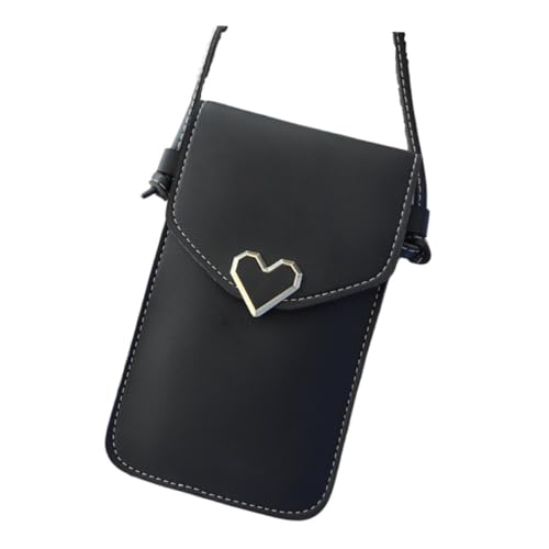 VANZACK Vintage Herzförmige Handytasche aus Transparentem PU mit Touchscreen funktion Leichte Umhängetasche für Damen Schwarz für Party Shopping und Alltag von VANZACK