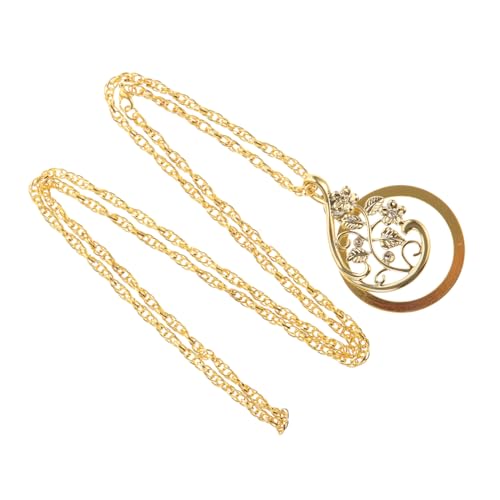 VANZACK Vintage Vergrößerungsglas Anhänger Halskette mit Fach Lupe Goldfarbener Schmuck mit Blumenmuster Stilvolle Leselupe und Modisches Accessoire für Damen von VANZACK
