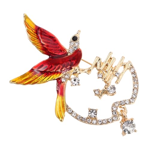 VANZACK Eindeutige Vogelbrosche Rot Strass-anstecknadel Für Damen Schmuck Für Kleid Und Schal Weihnachtsfeier Gastgeschenke Ornamente von VANZACK