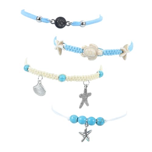 VANZACK Wasserdichtes Fußkettchen Damen Sommer Strand Schmuck Verstellbare Fußkette Geflochtenes Wachsband Boho Stil Mehrlagig für Alltag Festival von VANZACK