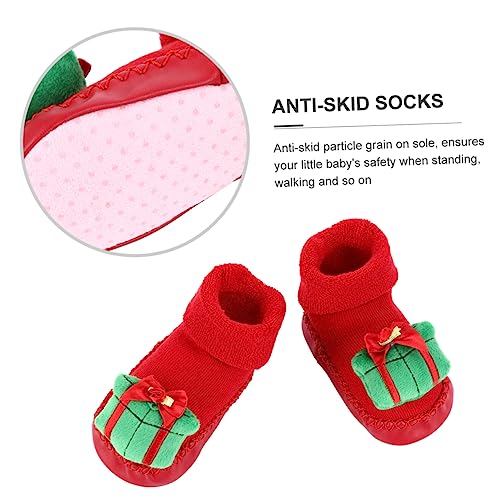 VANZACK Weihnachtliche Babysocken mit Rutschfester Sohle Dicke Warme Kinderstoppersocken mit Buntem Cartoon Geeignet für Monate Mädchen und Jungen Grüne Geschenkvariante von VANZACK