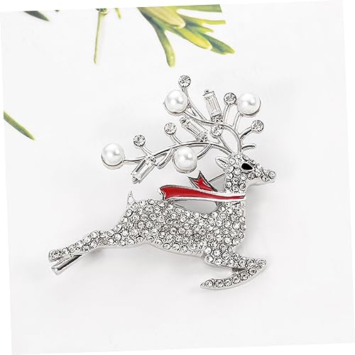 VANZACK Weihnachtliche Brosche mit Strass Silberner Anstecker Modisches Party Kleidungsaccessoire Eleganter Reversschmuck für Damen Festliche Dekoration und Geschenkidee von VANZACK
