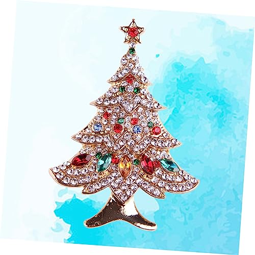 VANZACK Weihnachtsbaum Brosche mit Bunten Strasssteinen Robuste Anstecknadel Festlicher Weihnachtsschmuck für Damen und Mädchen Dekoration und zu Weihnachten Hochzeit Geburtstag von VANZACK