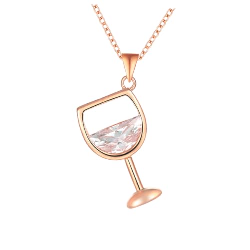 VANZACK Weinglas Halskette für Frauen Kreativer Glänzender Anhänger für Hochzeiten Partys und Besondere Anlässe Roségold von VANZACK
