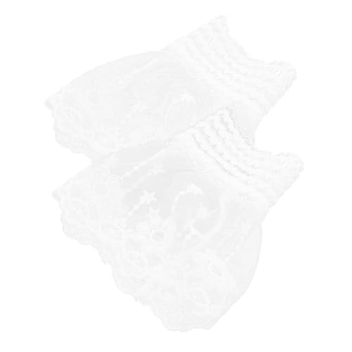 VANZACK Weiße Spitzen Handgelenkmanschette mit Blüten Abnehmbare Dehnbare Fake Ärmel für Damen und Mädchen Stilvolles Netzdesign Bequemes Baumwollmaterial für Hochzeit Party Geburtstag von VANZACK