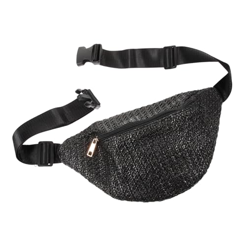 VANZACK Woven Waist Bag für Damen Stylische Verstellbare Gürteltasche Geflochtenem Material für Reisen Partys und Täglichen Gebrauch Elegantes Design für Outfit Leicht und Tragbar Schwarz von VANZACK