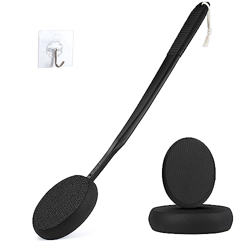 VANZAVANZU 19”Eincremehilfe für Rücken Langer Griff Rücken Lotion Applikator,Selbstbräuner-Rücken-Applikator Sonnenschutz-Applikator für Damen Herren Cremepinsel für ältere Menschen (Schwarz) von VANZAVANZU