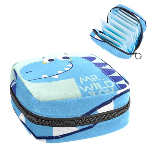Aufbewahrungstasche für Damenbinden, Menstruationstasse, Tamponbeutel, Periodeneinlagen-Halter, Organizer für Frauen und Mädchen, Dinosaurier-Grün von VAPOKF