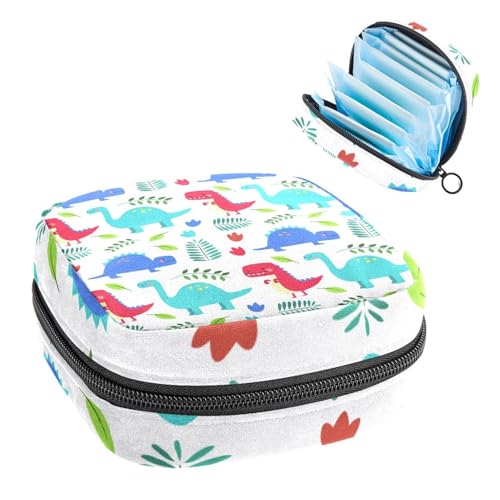 Aufbewahrungstasche für Damenbinden, Menstruationstasse, Tamponbeutel, Periodeneinlagen-Halter, Organizer für Frauen und Mädchen, Dinosaurier-Muster von VAPOKF