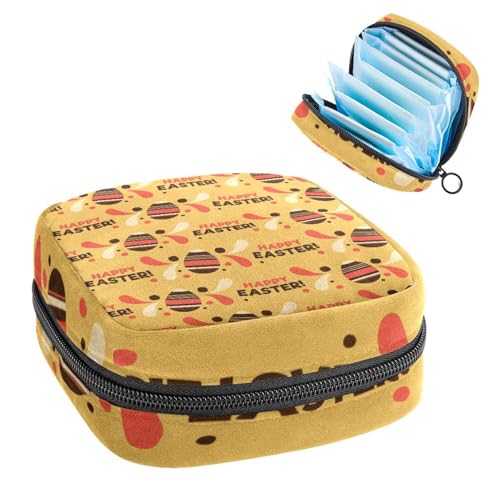Aufbewahrungstasche für Damenbinden, Menstruationstasse, Tamponbeutel, Periodeneinlagen-Halter, Organizer für Frauen und Mädchen, Frohe Ostern, bunte Eier von VAPOKF