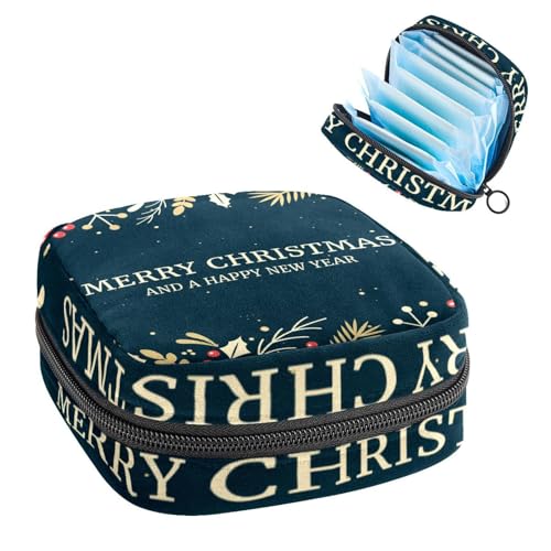 Aufbewahrungstasche für Damenbinden, Menstruationstasse, Tamponbeutel, Periodeneinlagen-Halter, Organizer für Frauen und Mädchen, Frohe Weihnachten und ein frohes neues Jahr von VAPOKF