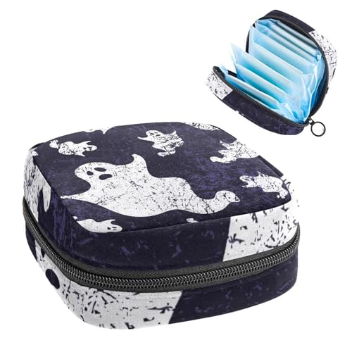 Aufbewahrungstasche für Damenbinden, Menstruationstasse, Tamponbeutel, Periodeneinlagen-Halter, Organizer für Frauen und Mädchen, Grunge Halloween Ghost Aufbewahrungstasche für Damenbinden, Menstruationstasse, Tamponbeutel, Periodeneinlagen-Halter, Organizer für Frauen und Mädchen, Grunge Halloween Ghost von VAPOKF