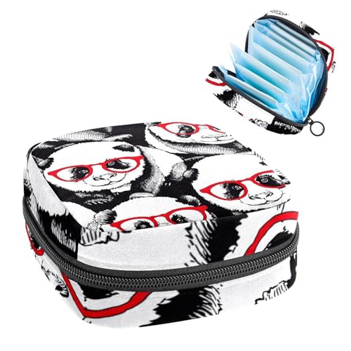 Aufbewahrungstasche für Damenbinden, Menstruationstasse, Tamponbeutel, Periodeneinlagen-Halter, Organizer für Frauen und Mädchen, Panda in roter Sonnenbrille Aufbewahrungstasche für Damenbinden, Menstruationstasse, Tamponbeutel, Periodeneinlagen-Halter, Organizer für Frauen und Mädchen, Panda in roter Sonnenbrille von VAPOKF
