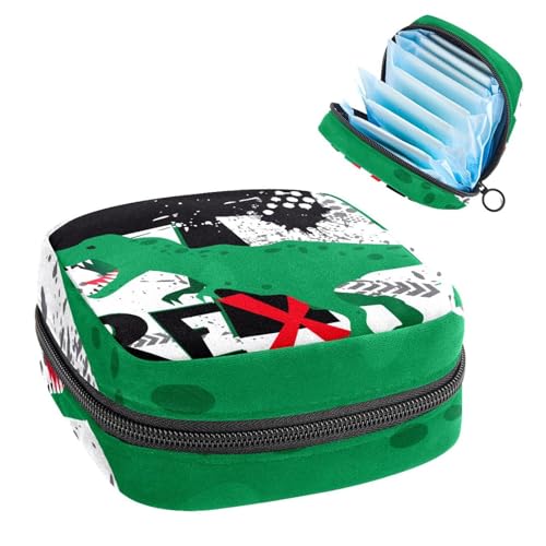 Aufbewahrungstasche für Damenbinden, Menstruationstasse, Tamponbeutel, Periodeneinlagen-Halter, Organizer für Frauen und Mädchen, Rex-Dinosaurier von VAPOKF