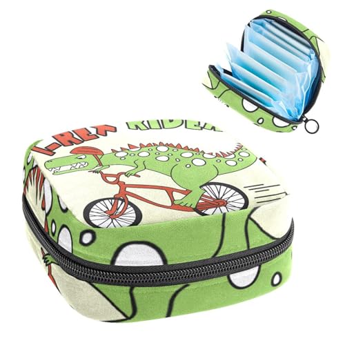 Aufbewahrungstasche für Damenbinden, Menstruationstasse, Tamponbeutel, Periodeneinlagen-Halter, Organizer für Frauen und Mädchen, T-Rex-Rider-Dinosaurier von VAPOKF