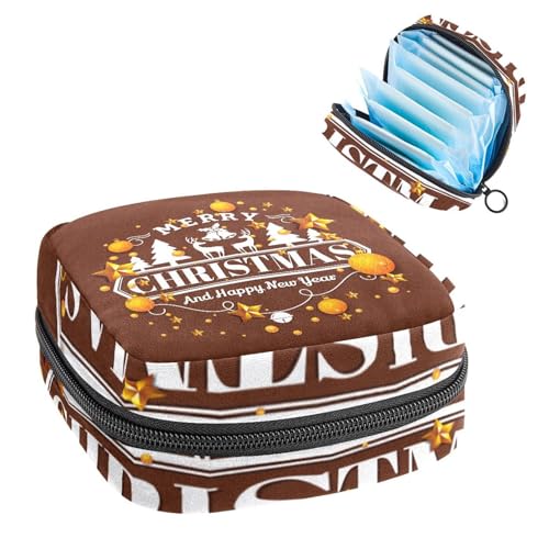 Aufbewahrungstasche für Damenbinden, Menstruationstasse, Tamponbeutel, Periodeneinlagen-Halter, Organizer für Frauen und Mädchen, Weihnachten und Frohes neues Jahr, Hintergrund von VAPOKF