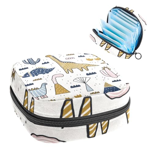 Aufbewahrungstasche für Damenbinden, Menstruationstasse, Tamponbeutel, Periodeneinlagen-Halter, Organizer für Frauen und Mädchen, Wüsten-Dinosaurier-Kakteen von VAPOKF
