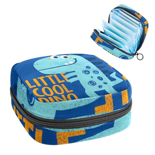 Aufbewahrungstasche für Damenbinden, Menstruationstasse, Tamponbeutel, Periodeneinlagen-Halter, Organizer für Frauen und Mädchen, blauer Dinosaurier von VAPOKF